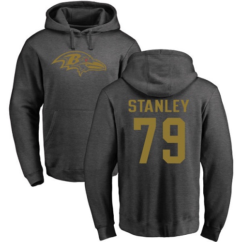 Men Baltimore Ravens Ash Ronnie Stanley One Color NFL Football #79 Pullover Hoodie Sweatshirt